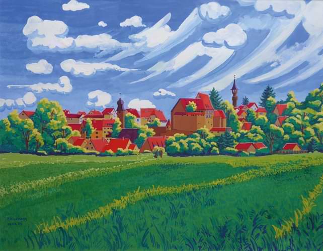 Frühling in Cadolzburg (Gouache).