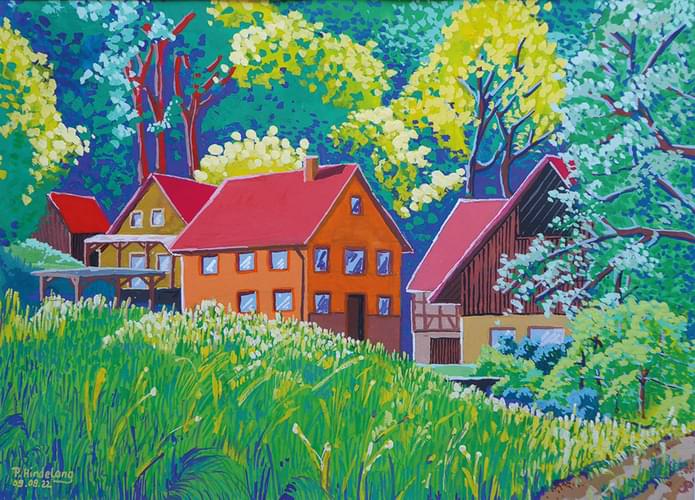 Mittelmühle im Klumpertal (Gouache).