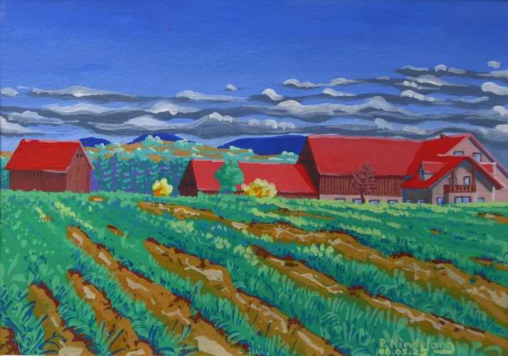 Gehöft bei Boden (Gouache).