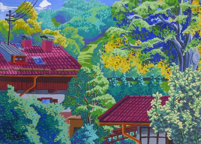 Aussicht in Bad Wiessee (Gouache).