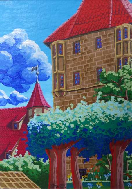 Frühlingsansicht im Burggarten (Gouache).