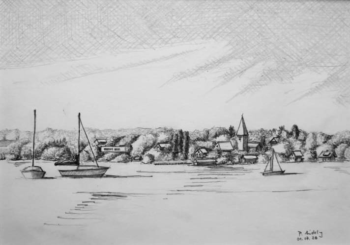 Schondorf am Ammersee (Bleistiftzeichnung).
